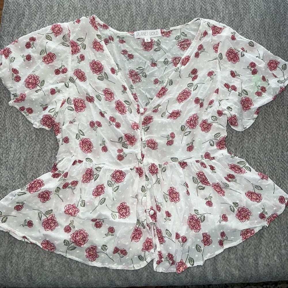Button up floral blouse - Picture 6 of 6